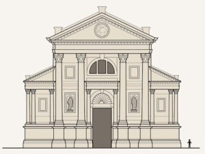 disegno della facciata della Chiesa di San Francesco della Vigna